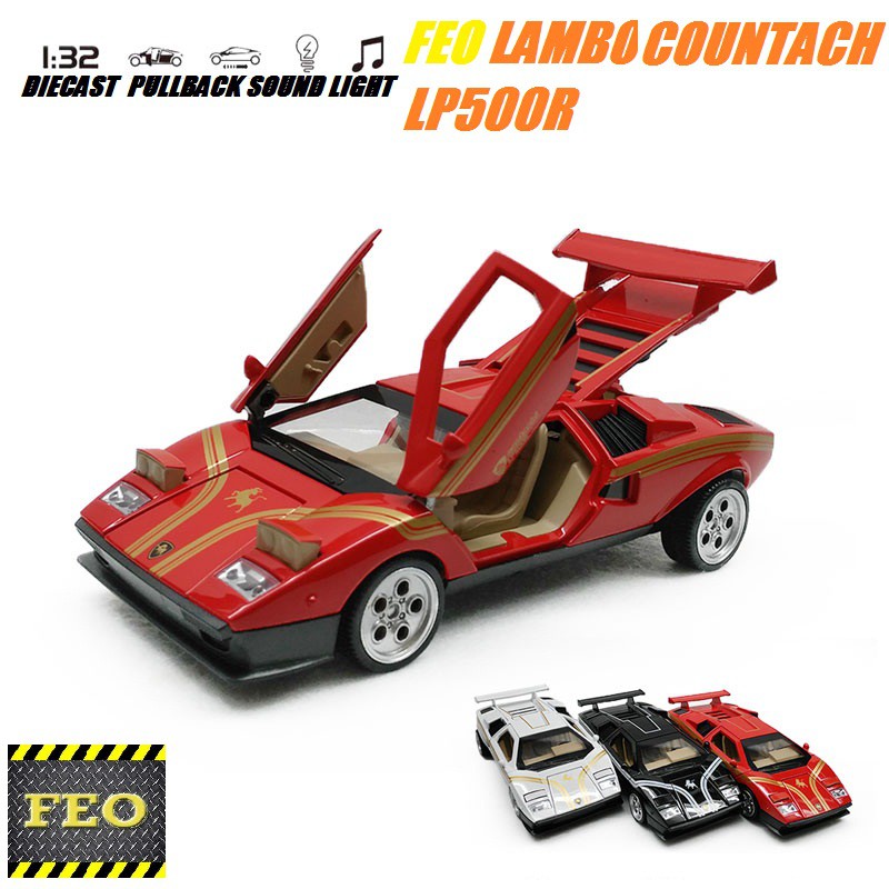 Lambo LP500R Countach Diecast Car Diecast Model Toy Vehicle Pull Back Sound  Light 1:32 | Shopee Malaysia