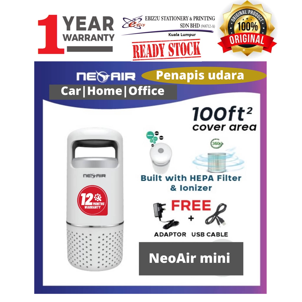 NeoAir Mini Car Air Purifier for Car, small room, office room, office desk (Air Purifier, Indoor