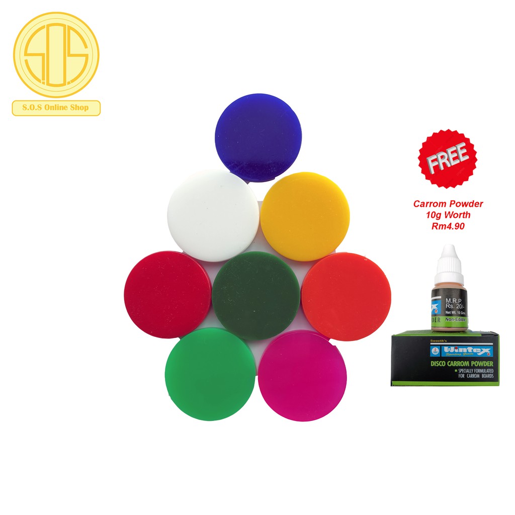 Carrom Stricker Acrylic Colour (2pc Stricker + 1pc Powder)