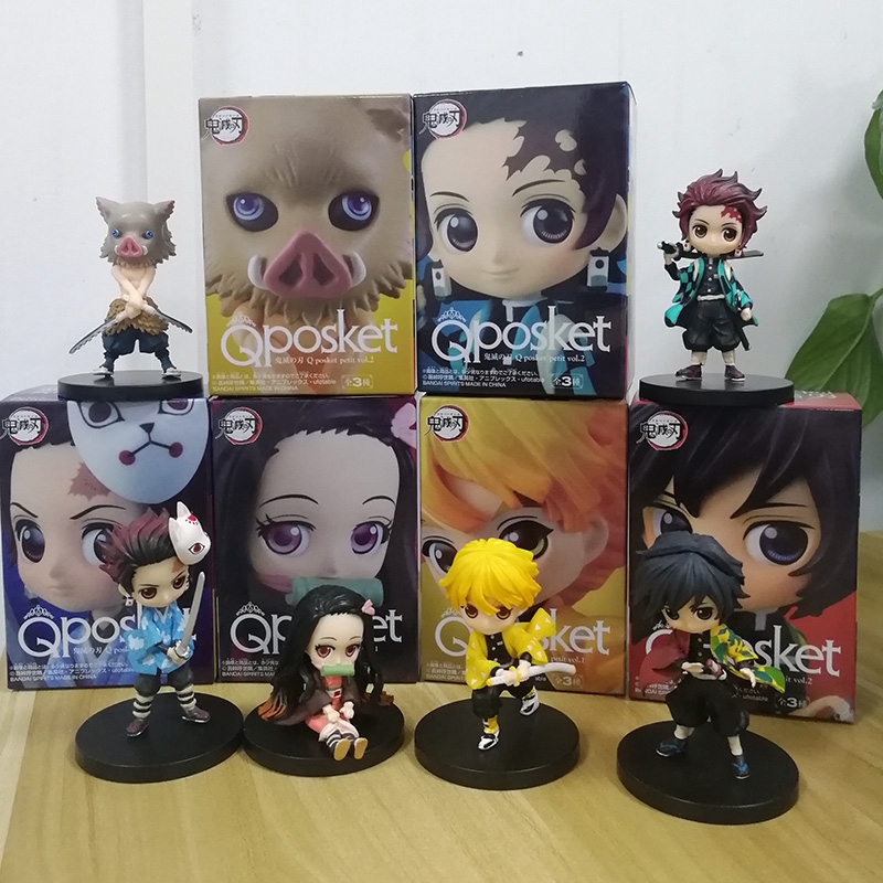 6pcs Q Posket Demon Slayer Nezuko Zenitsu Tanjirou Giyuu Inosuke Kimetsu No Yaib Action Figure Toys Shopee Malaysia