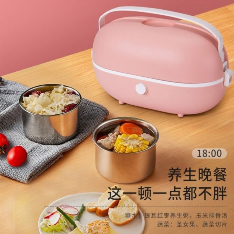 Ready Stock Portable Electric Heating Intelligence Lunch Box Heating Bento Food Warmer Container 智能电热饭盒 红辉