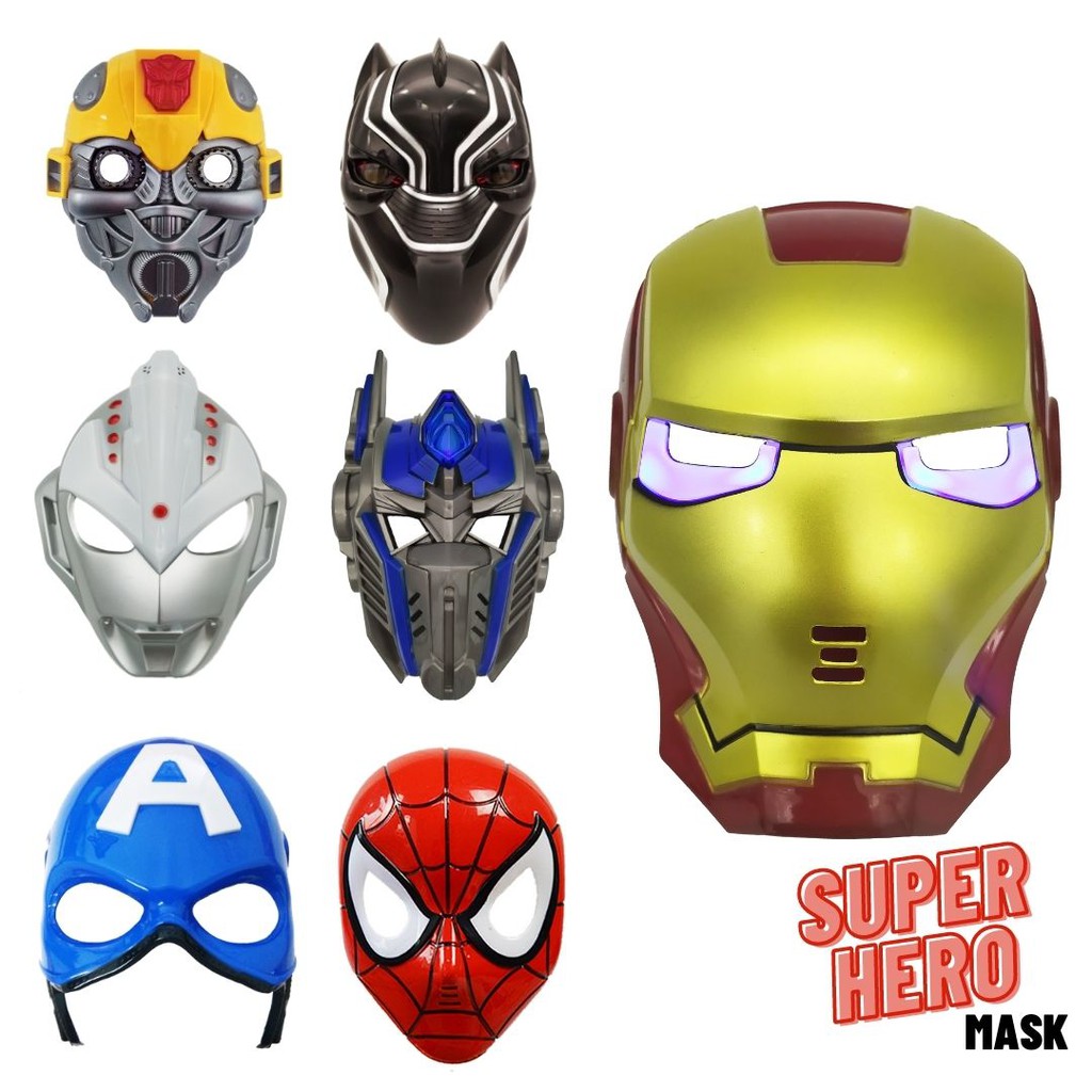 Superhero Mask With LED Light For Kids & Children / Topeng Mainan ...