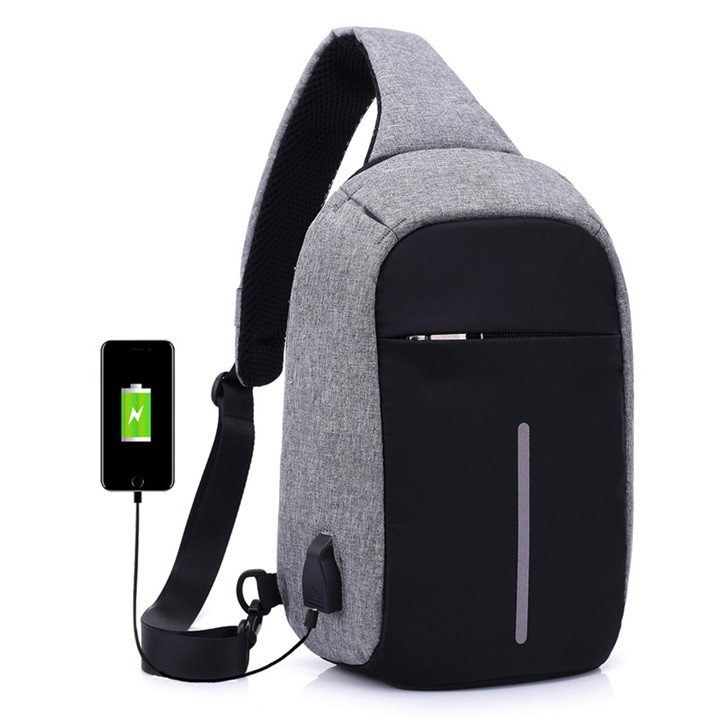 MILANDO Men Anti Theft Sling Bag Crossbody Bag Chest Bag with USB port (Type 1)