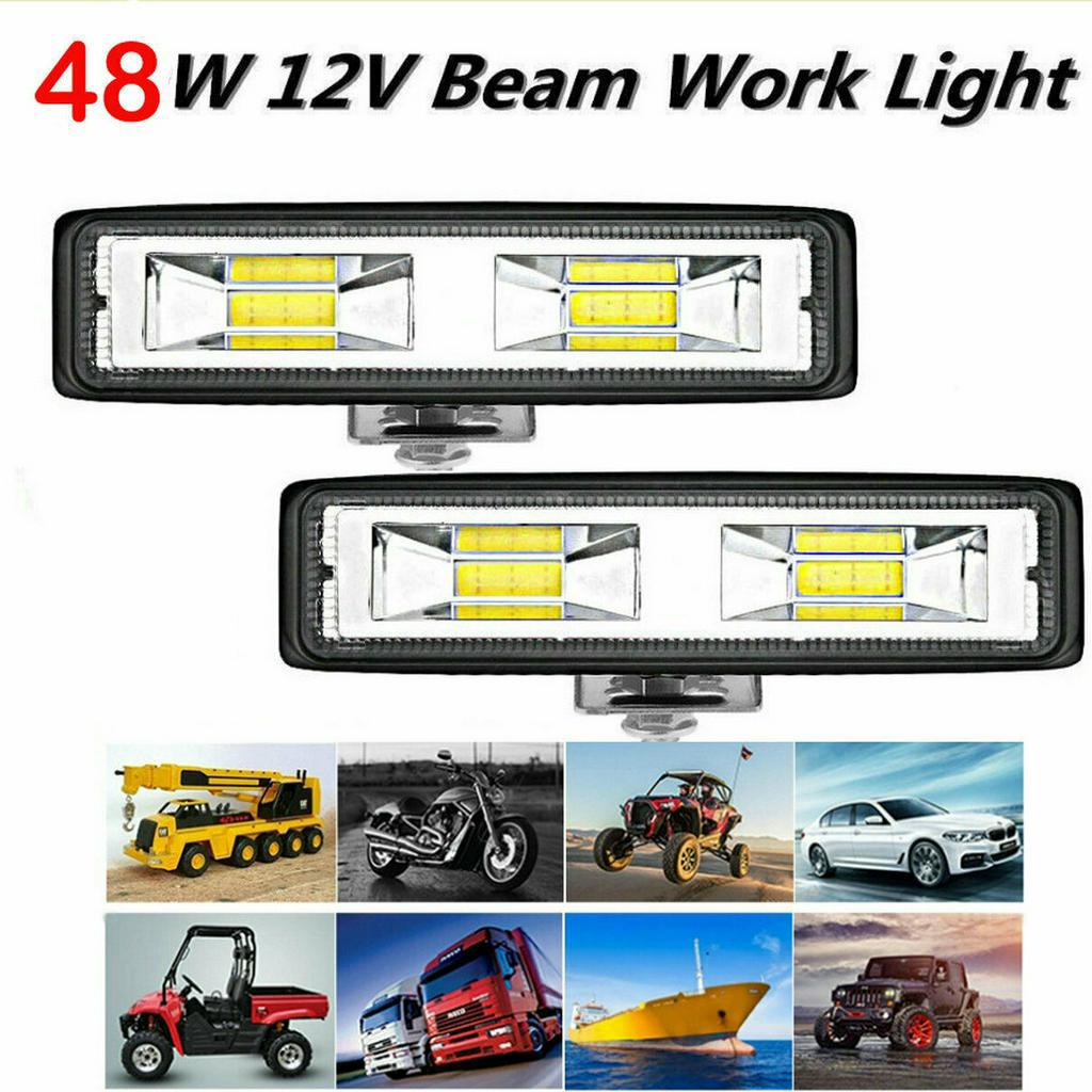 ?【ready stock】?2pcs 6Inch 48W 2LED Work Light Flood Beam Bar Car SUV Off Road Driving Fog Lampcar accessories