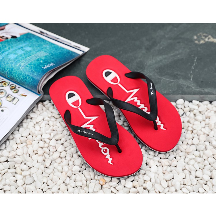 red champion flip flops