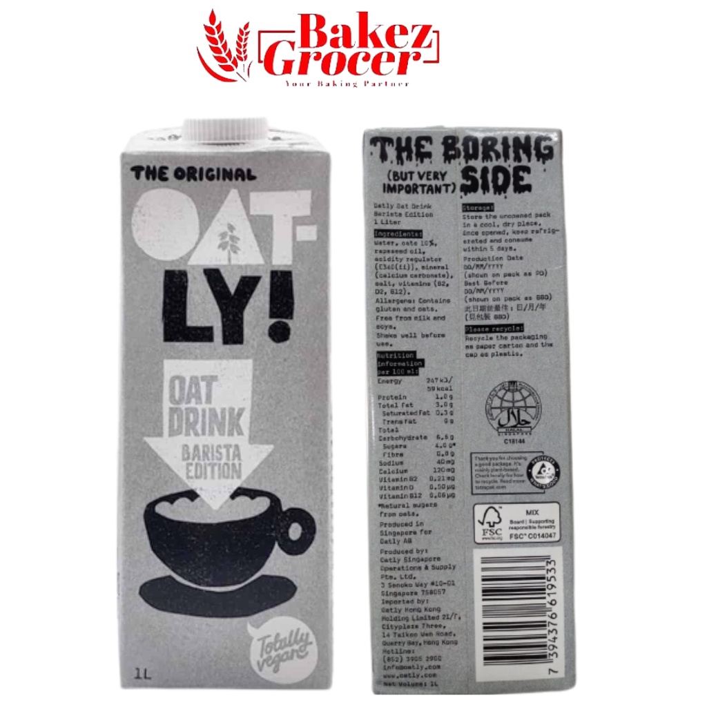 OATLY OAT DRINK BARISTA EDITION 100 VEGAN 1L WITH AIR BUBBLE WRAP