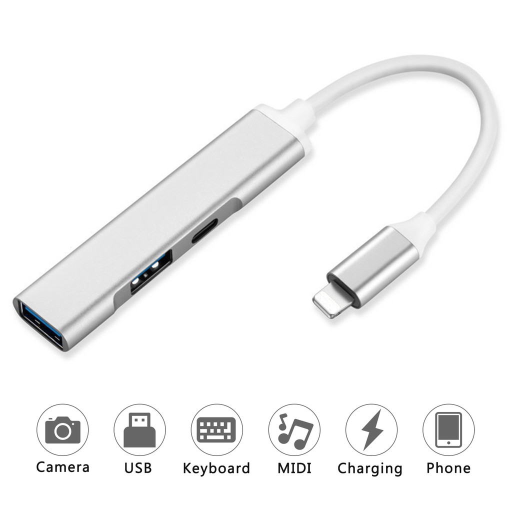 Dual Usb3 Camera Adapter 3 In 1 Ios To Usb 3 0 Otg Adapter With Charging Port Compatible With Iphone 11 X 8 7 6 Ipad Air Pro Mini Supports Flash Drive Card Reader Midi Keyboard Mouse Shopee Malaysia