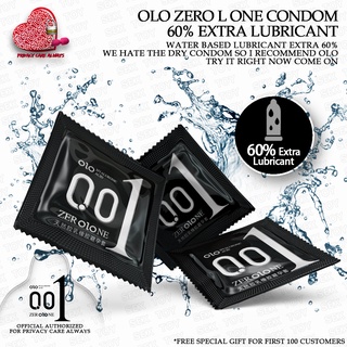 [ 001 UltraThin OLO Condom ] 1pcs Hyaluronic Acid Condoms Lubricant Kondom Nipis Pelincir 玻尿酸超薄安全套