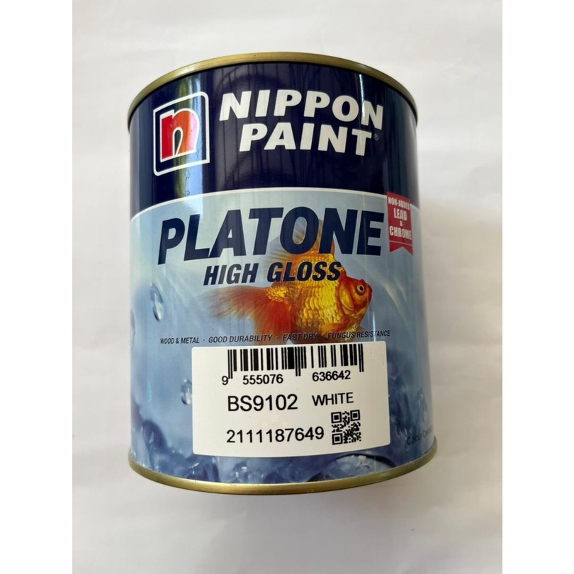 L Nippon Paint Platone High Gloss Wood Metal Paint Cat Kayu Cat Besi Cat Minyak White