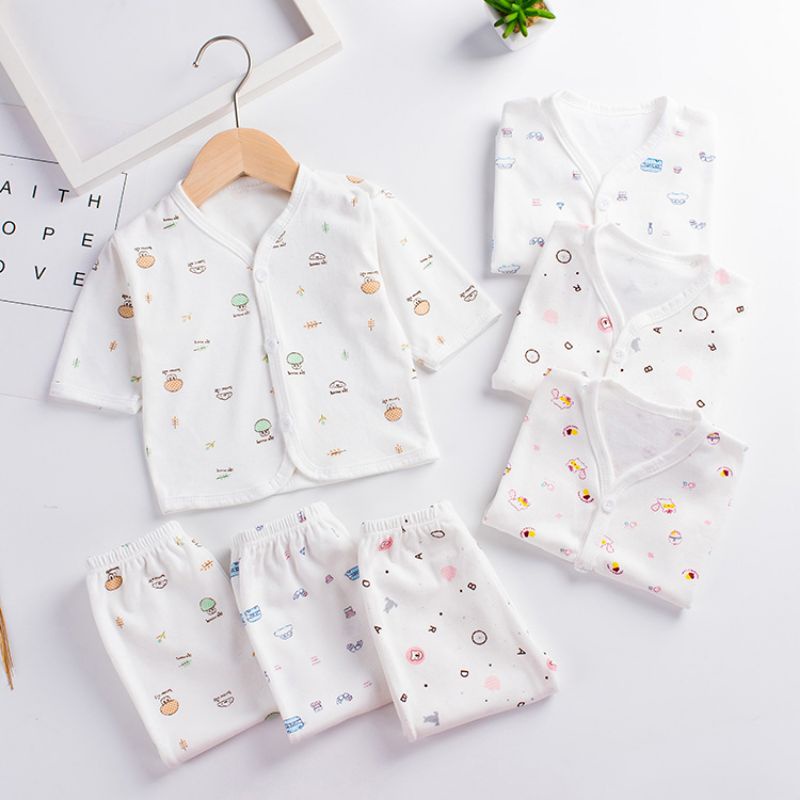 Ready Stock?Soft Cotton Set Baju Bayi Newborn Baby Clothing Cartoon infant Jumpsuits Long Sleeve Comfortable Pyjamas