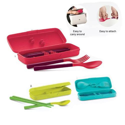 Tupperware Portable Cutlery Set (1) Red / Blue / Green