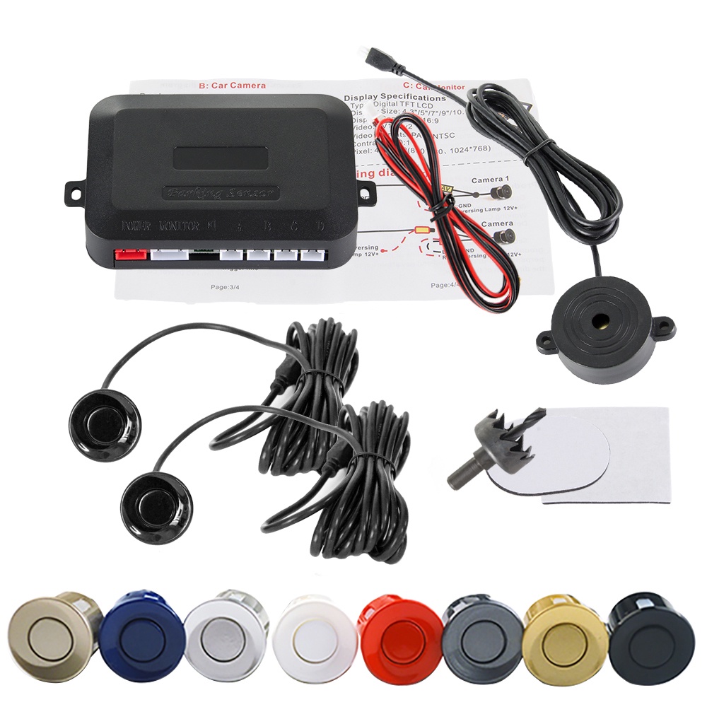 Car Parking Sensor Kit Buzzer 2 Sensors 22mm Reverse Backup Radar Sound Alert Indicator Vehicle Alarm Systems Probe Syst