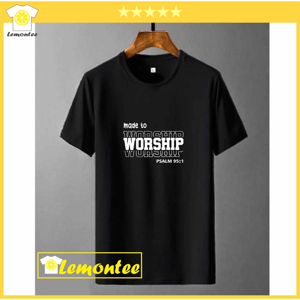 Christian Catholic Spiritual T-Shirts WORSHIP 1 T-Shirts Distro Men Women Boys Girls Screen Printing Pictures Funny Words Cool - LEMONTEE