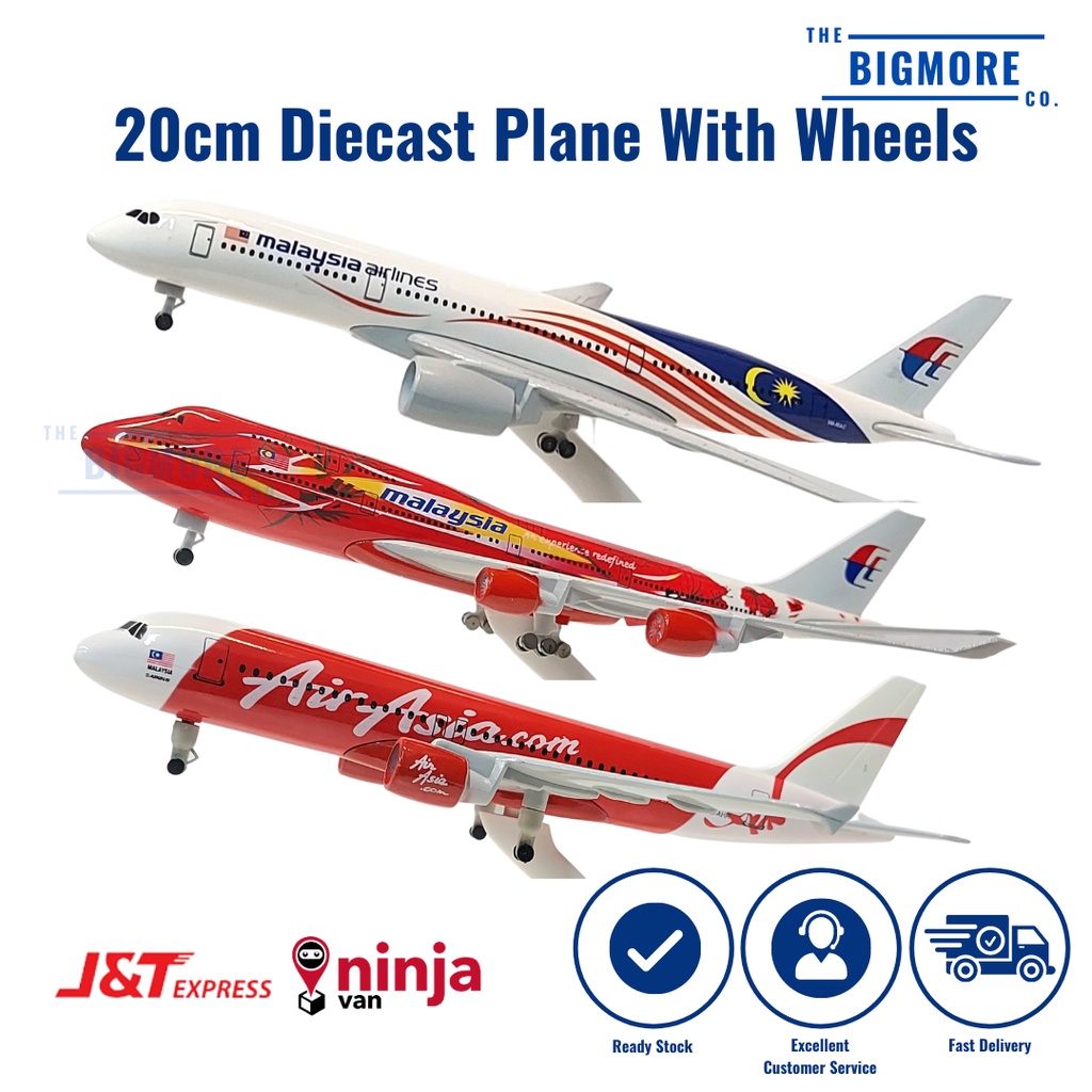 Clearance Sale20cm Models NEW Airplane Model Diecast Kapal Terbang With Wheels Tyre A320/A350 Air@sia M@laysia Airline