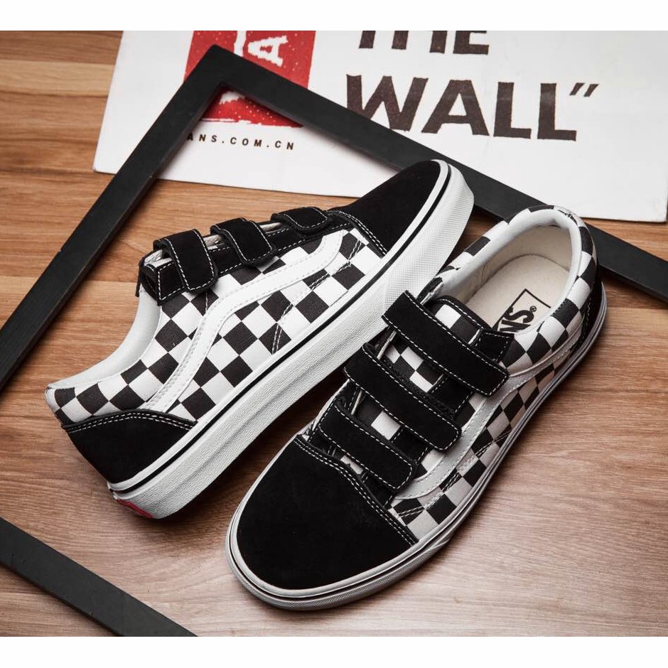 checkered velcro vans