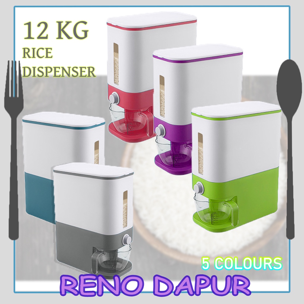 Large Capacity Rice Dispenser Grain Rice Storage Container Rice Storage Box Rice Bucket Measurable Label Bekas Beras 米桶