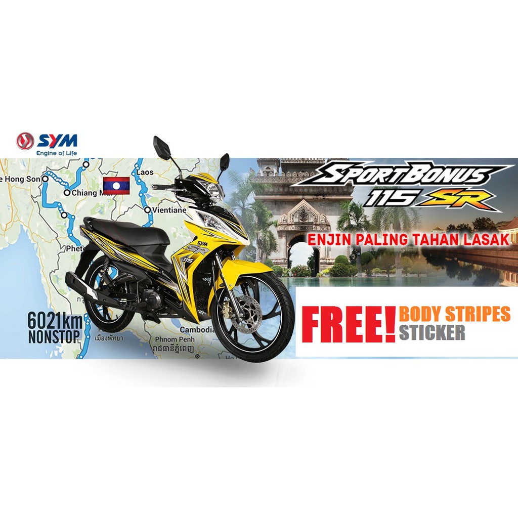 Sym Sport Bonus 115 Sr Hld Cover Set Free Body Stripes Sticker Shopee Malaysia