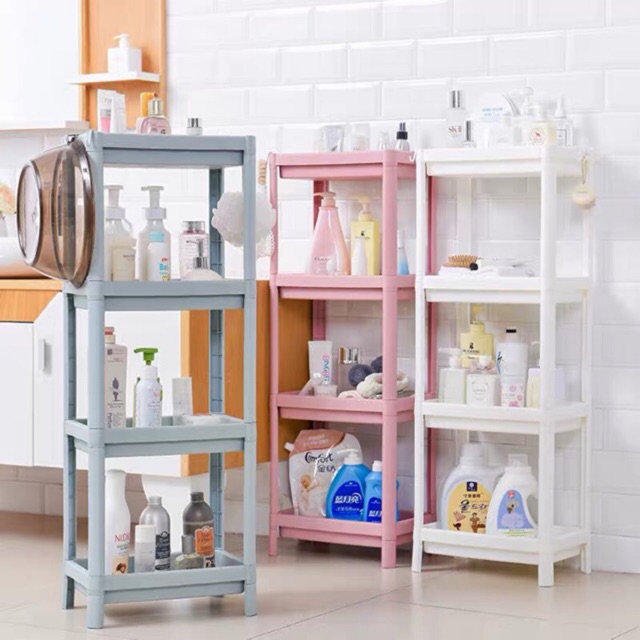 Multi Storage 4 Tiers Plastic  Bathroom Shelf Storage Rack 