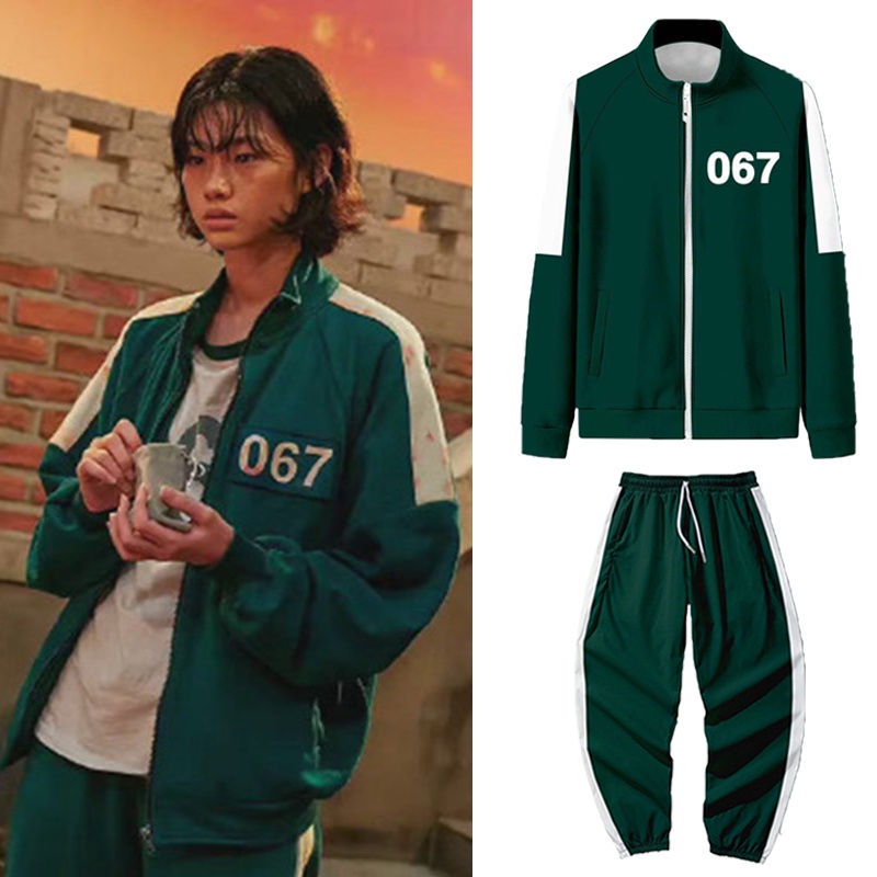 Korean Squid Game Sportswear Cosplay Coat 456 067 Jacket Zipper Hoodie