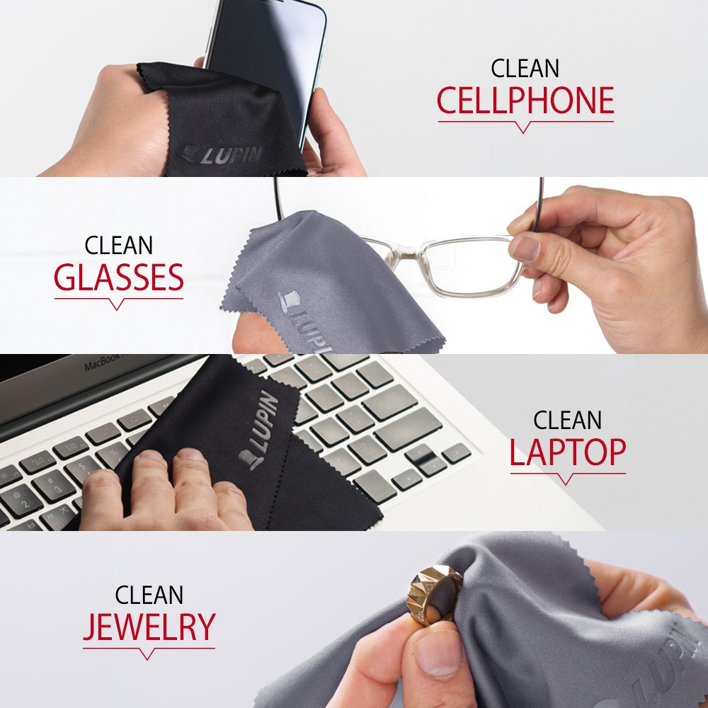 TV Screens & Other Surfaces with Carrying Case Laptops Auto Detail Glasses Lupin Microfiber Cleaning Cloths iPad Tablets 13 Pack Premium Ultra Lint Polishing Cloth for Cell Phone Gray 