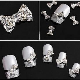 3d Clear Alloy Rhinestone Bow Tie Nail Art Slices Diy Decorations