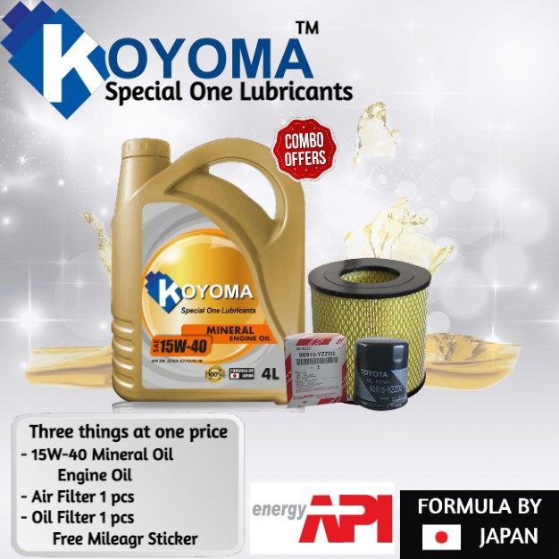 TOYOTA UNSER KF80 OIL FILTER + AIR FILTER + KOYOMA 15W40 MINERAL ENGINE