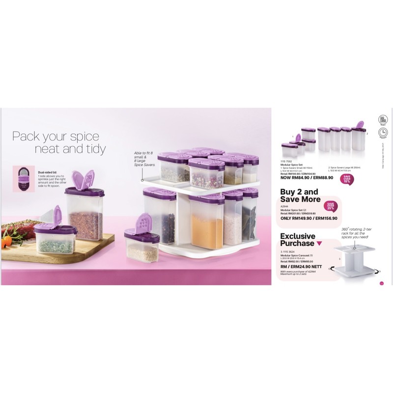 READY STOCK Tupperware Modular Spice Set With Or W/Out Carousel 4Small 4Large