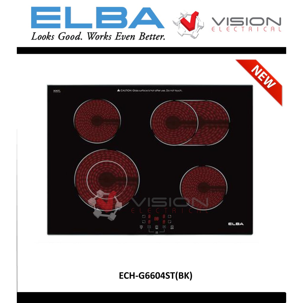 New Elba Built In Ceramic Hob Cooker Ech G6604st Bk Shopee Malaysia