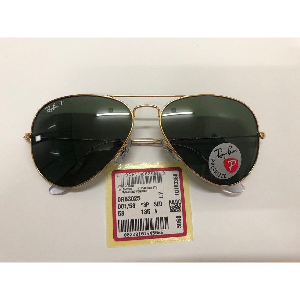 Authentic Ray Ban Aviator Rb3025 001 58 58mm 62mm Polarized Green Shopee Malaysia