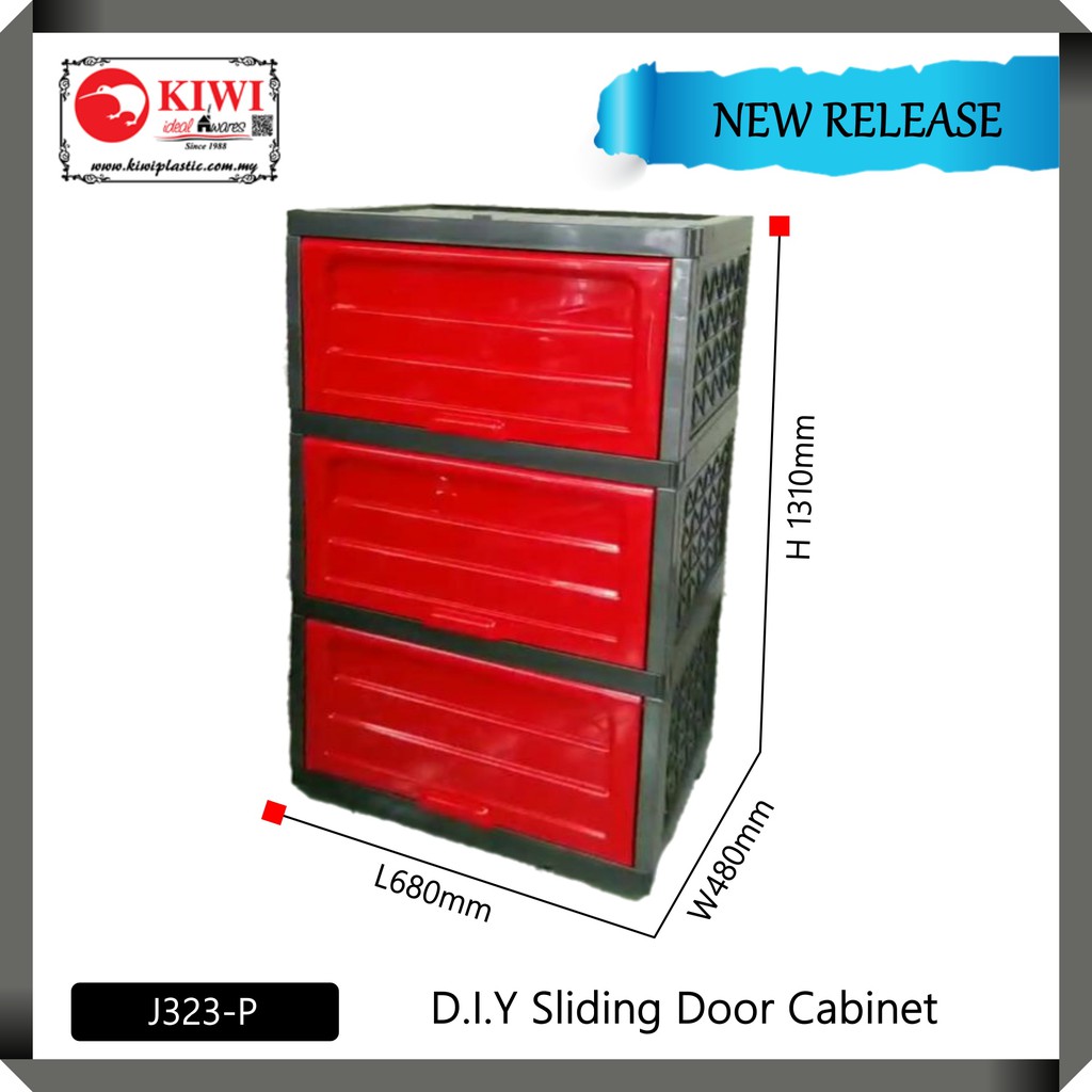 Kiwi Diy Plastic Sliding Door Storage Cabinet Wardrobe Kitchen