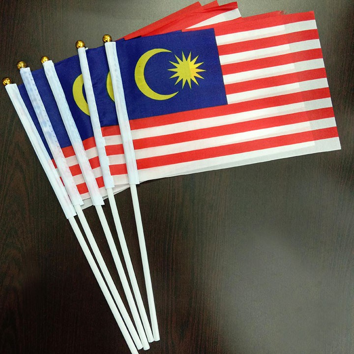 Kijo Bendera Malaysia Pegang Hand Flag Malaysia 28 5x14 5cm Bendera Malaysia Polyester