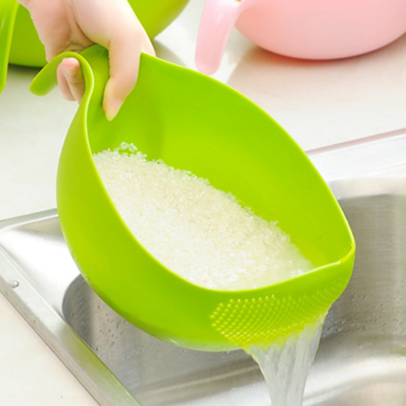 Food Grade Plastic Rice Beans Pea Cleaning Filter Green Pink Basket Sieve Drainer Gadgets