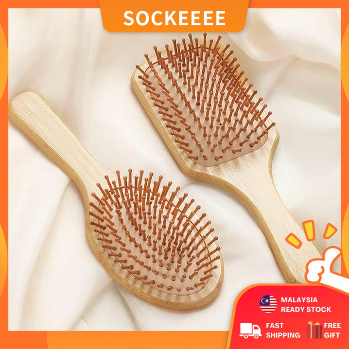 Ready Stock] Sockeeee Wooden Comb Hair Brush Comb Hair Comb Hair Brush  Cleaner Sikat Rambut 梳子 防打結 | Shopee Malaysia