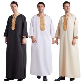 Thobe Jubbah Blanco Punto Jubbah S XXL XXL Plain Mens Wear XL Muslim Long Kurta Ropa Ropa para hombre Pijamas y batas Batas L Galabiyya Islamic Mens Clothing AKCN09 M 