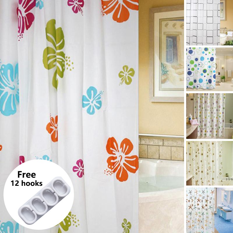 Hual 180x200cm Waterproof Shower Curtain Peva Bathroom Shower