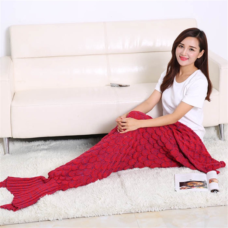 Mermaid Tail Blanket Crochet Mermaid Blanket for Adult Children, Soft All Seasons Sleeping Blanket