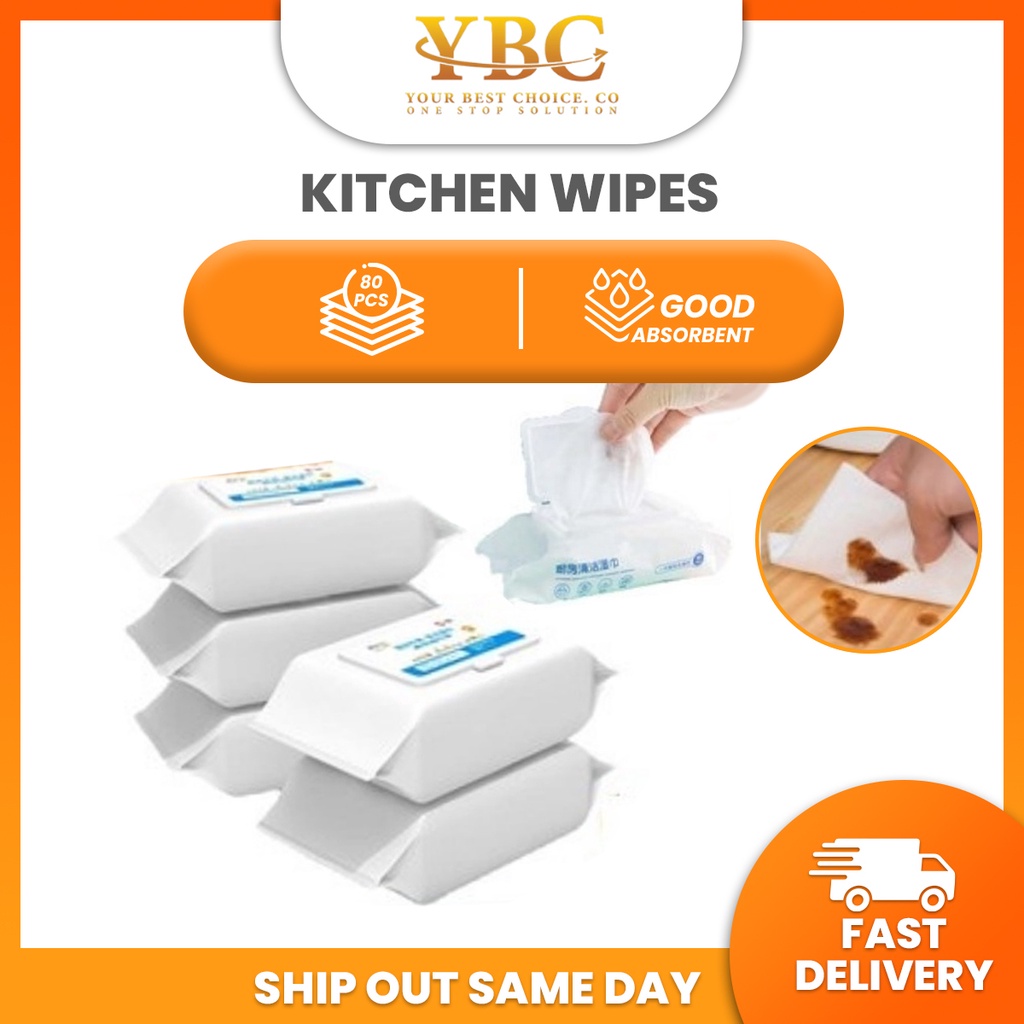 (80pcs) Kitchen Wet Wipes Disposable Wet Towel Tissue Basah Dapur ...