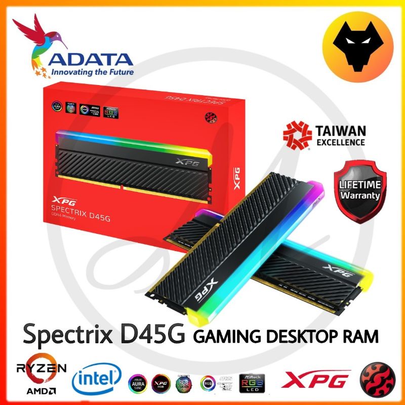 ADATA XPG GAMING RAM SPECTRIX D45G RGB DDR4 3600MHz (8GB/16GB) | Shopee ...
