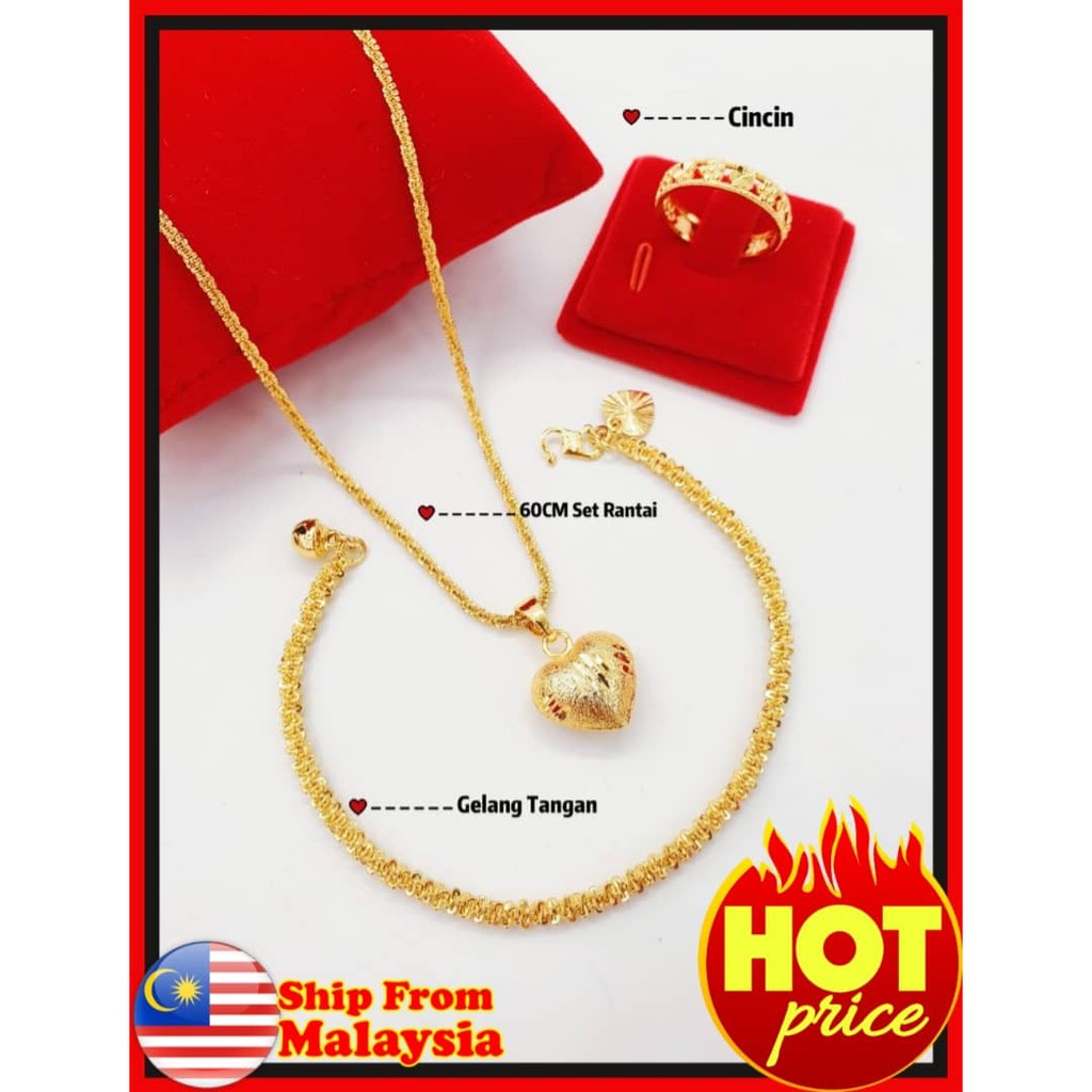 Hot Item Set Rantai Leher Rantai Tangan Jagung Dan Cincin Suasa