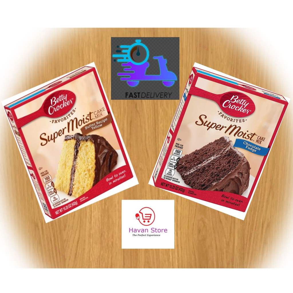 Betty Crocker Favourites Super Moist Chocolate Fudge Butter Recipe Yellow Cake Mix Tepung Kek Segera Instant Premix 432g Shopee Malaysia