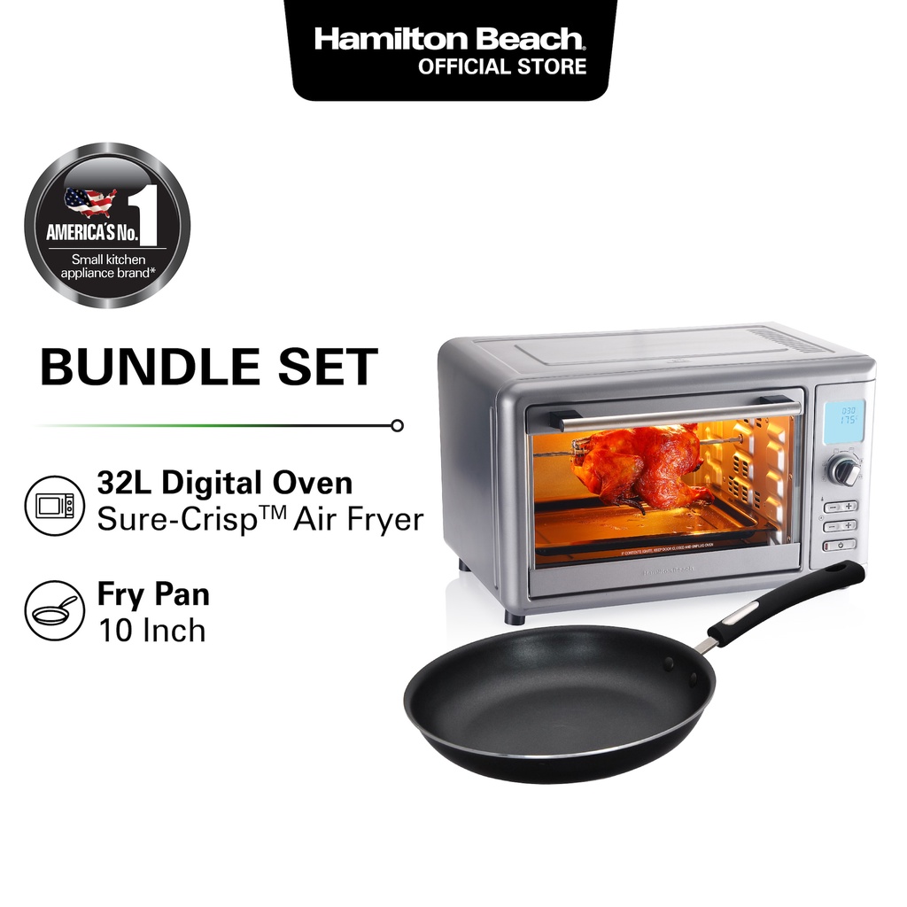 [Bundle] Hamilton Beach 32L Air Fryer Digital Oven with Rotisserie, 31154-SAU + 10in Non Stick Aluminum Fry HAA102