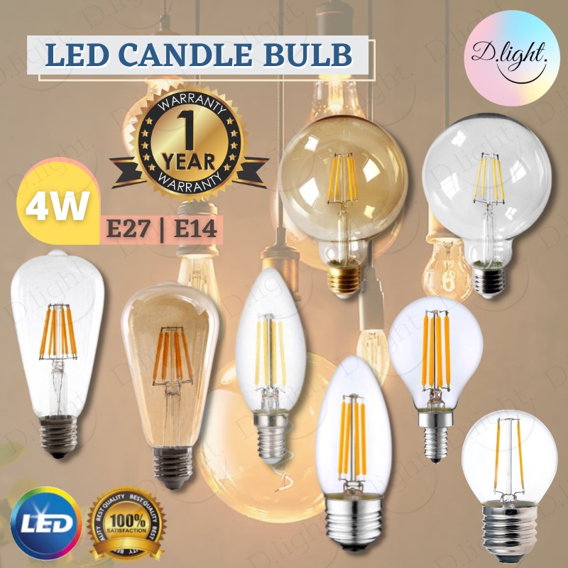 4W LED Edison Bulb ST64 G45 G95 C35 E27 E14 LED Candle Filament Light Bulb Deisigner Retro Vintage Bulb Mentol Lampu 灯泡