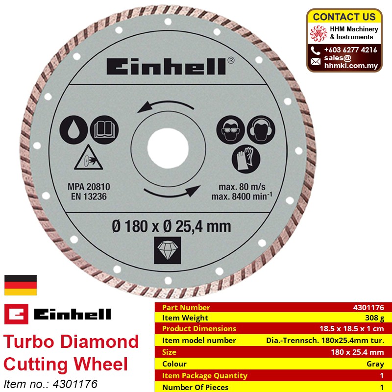 Einhell Turbo Diamond Cutting Wheel For Tc Tc 618 180 X 25 4 Mm Shopee Malaysia