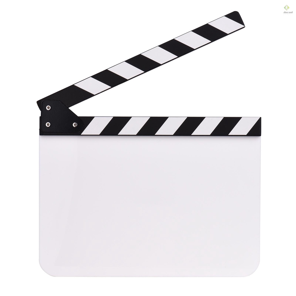 D&L 30 * 24cm/ 12 * 9in Acrylic Film Clapboard Movie Directors Clapper Board Slate Cut Action Scene Blank Clap Board Dry Erase with White & Black Sticks