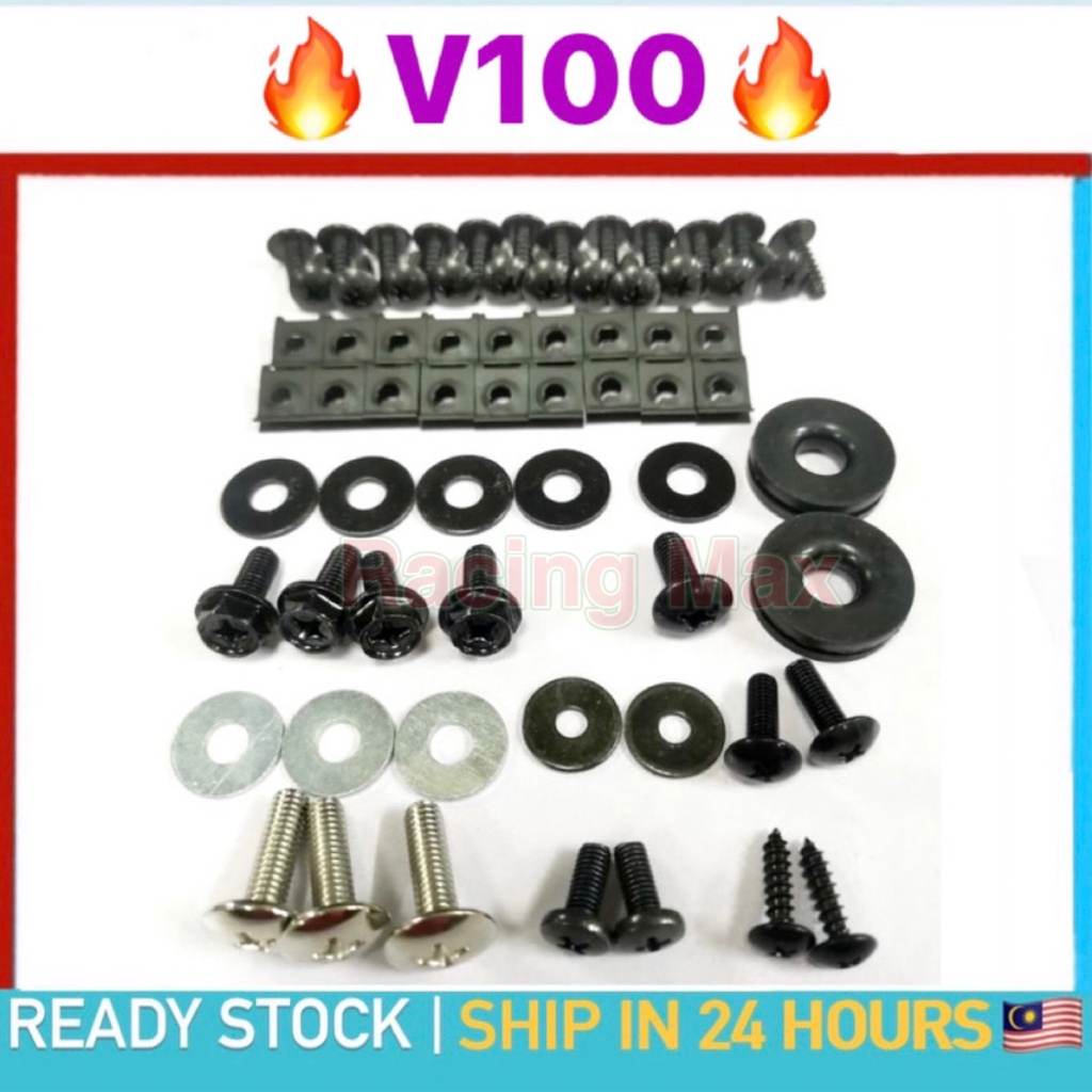 SUZUKI V100 AG100 COVER SCREW SET SKREW SKRU BOLT COVERSET V 100 BUSH RUBBER DAMPER GETAH CLIP BODY FRAME CAVER KAVER