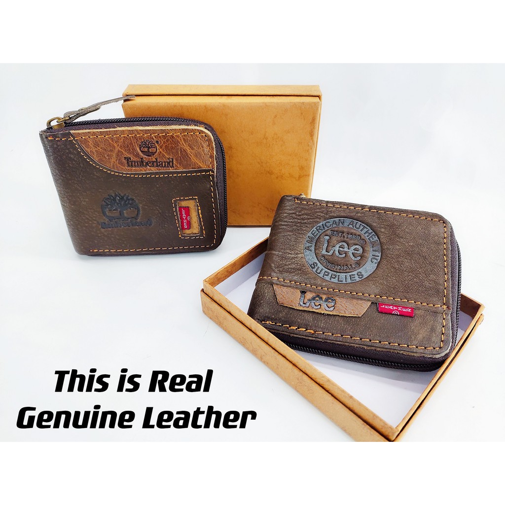 100 Zip Kulit Lembu Dompet  Lelaki Genuine  Leather  Zip Men 