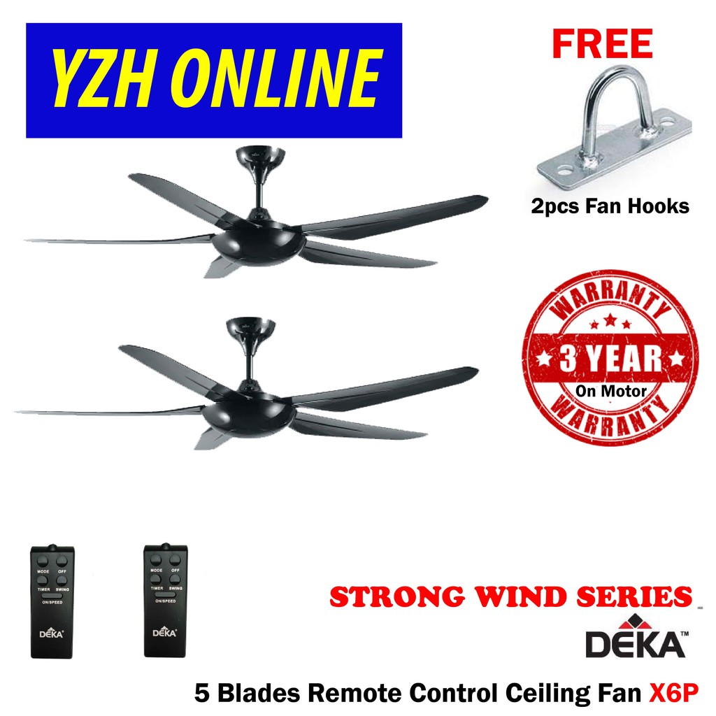 2pcs Deka Ceiling Fan 56 Remote Control X6p Strong Wind Design