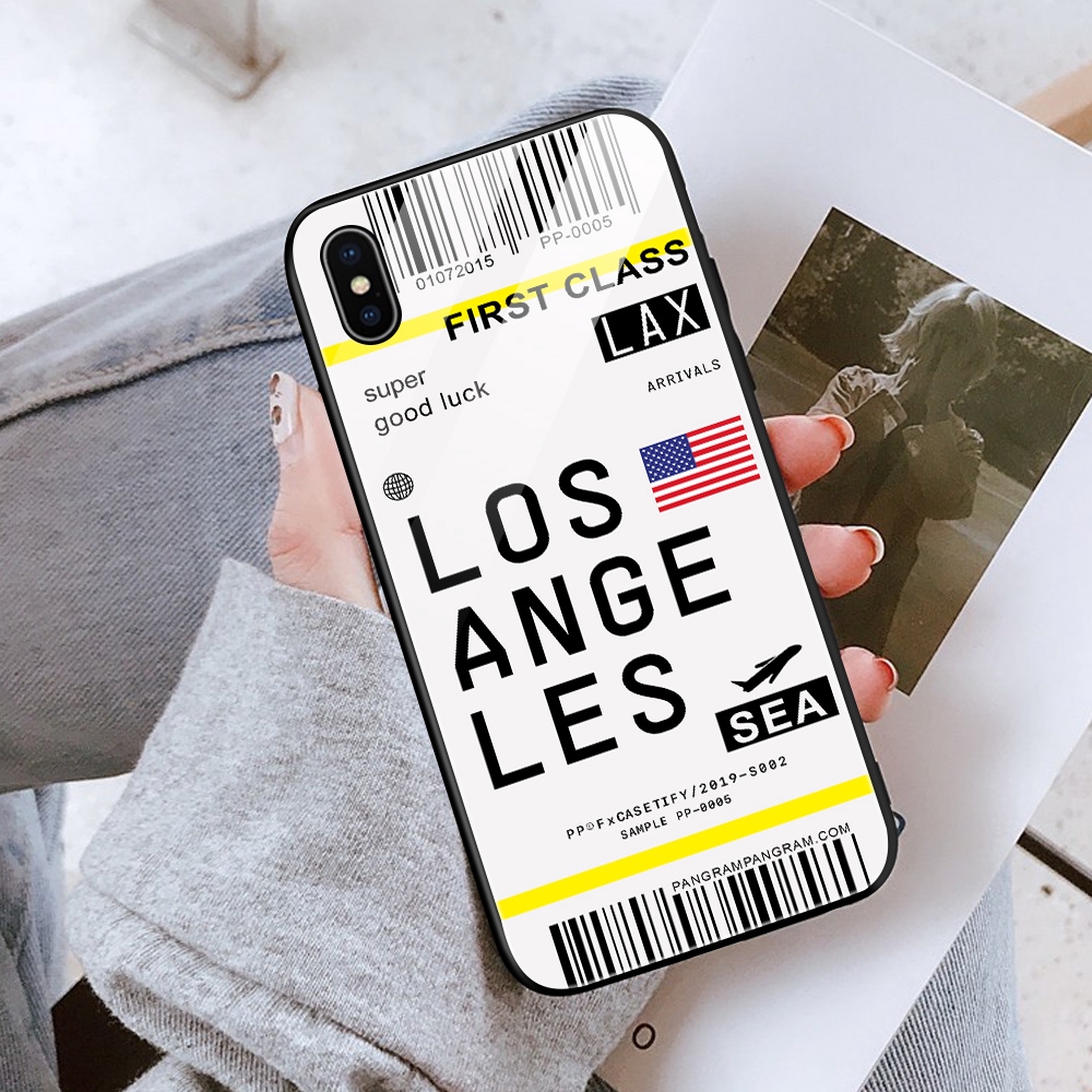 Ins Travel Label Country Phone Case For Samsung Galaxy J2 Prime J4 Pro 18 Plus J3 17 16 15 Core J410 J330 New York London Fashion Flight Ticket Luxury Tempered Glass Back