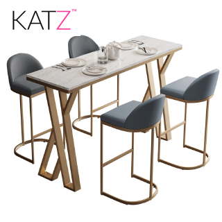 KATZ Bar Table Kerusi Meja Bar Tinggi Marble Top Iron Leg  KATZ Bar Table Kerusi Meja Bar Tinggi Marble Top Iron Leg