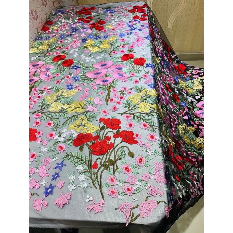 Exclusive Designer Inspired Lace Fabric with Floral Motif in Mix Colours /  Lace Lofa | Shopee Malaysia